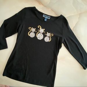 Karen Scott Bejeweled cats top